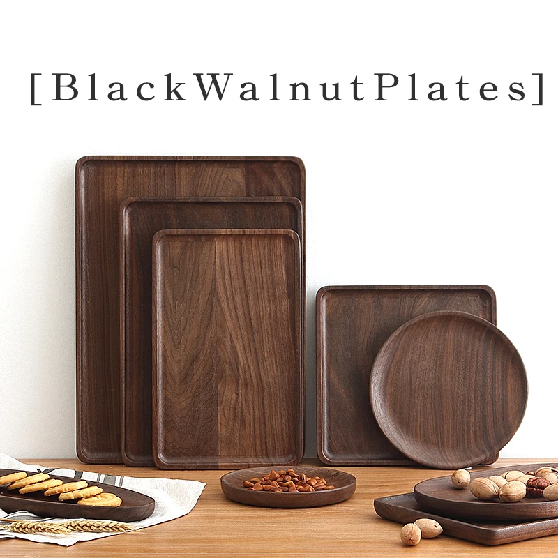Black Walnut Sushi Snack Side Plates Tray Oblong Household Tea Cup