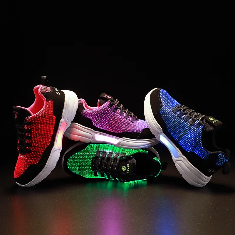 Tío Jerry nuevo LED de fibra óptica zapatos para los muchachos de las muchachas de las mujeres de los hombres de carga USB Luz de zapatos para adultos brillante correr zapatillas de deporte - 5