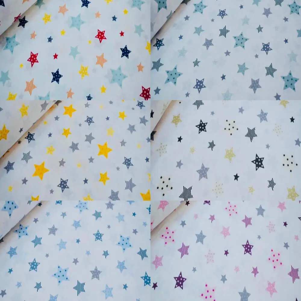 

Multicolored Cotton Fabric with Star Pattern