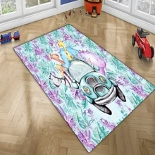Else зеленый фиолетовые листья джунгли забавные животные в автомобиле 3d принт Нескользящие из микрофибры Дети украшения для детской комнаты области ковры коврики
