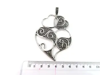 

5pcs Portuguese viana heart pendent pearl pendent, Hollow Traditional metal sliver color Jewelry Findings D-3-42