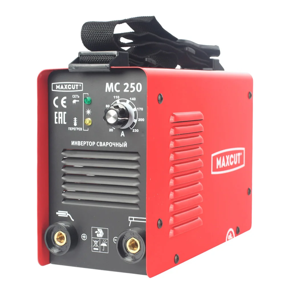 Аппарат сварочный инверторный MAXCUT MC250 (Сварочный ток 20-230 А, диаметр электродов 1.6-5 мм, потребляемая мощность 5500 Вт, продолжительность включения 60 % при 230 А)