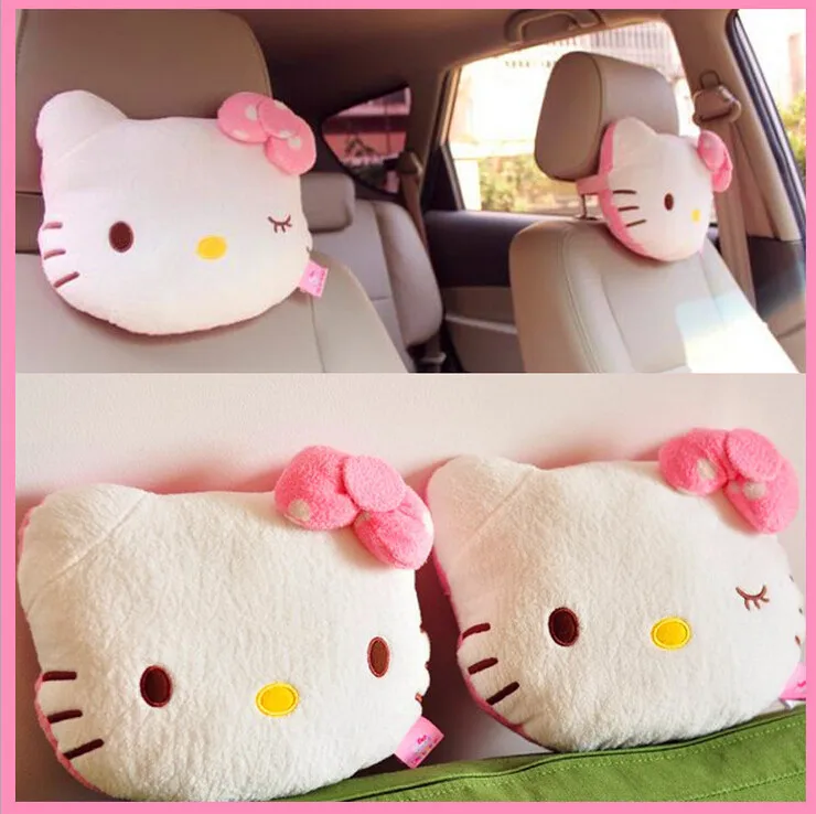 

28cm kawaii pink hello kitty plush neck pillow KT car cushion pillow travel car accessories decoration gift
