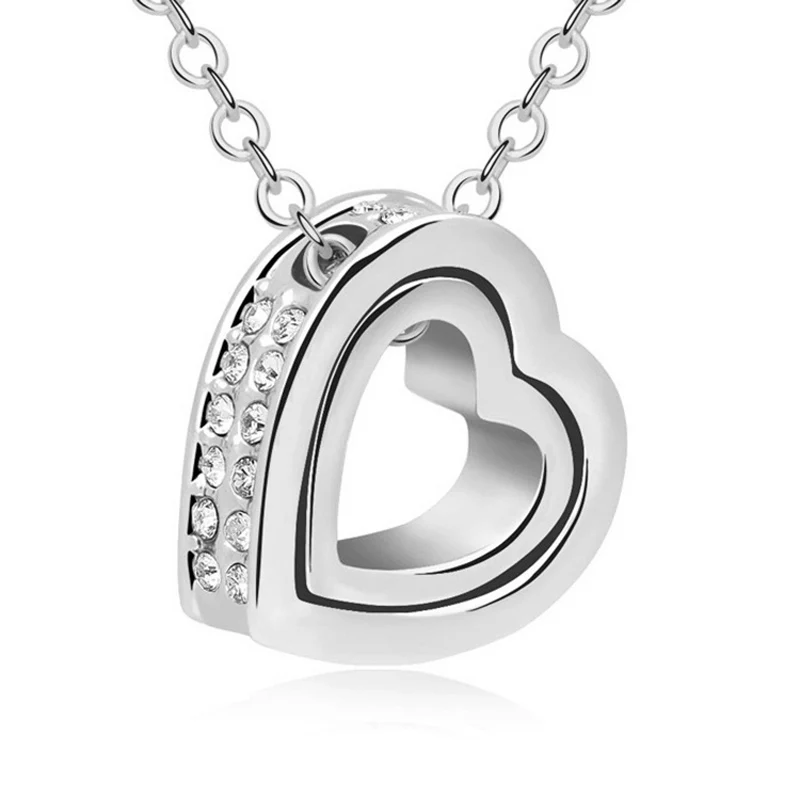 CUTEECO 3 цвета австрийская Роскошная кристальная подвска в виде сердца ожерелье s Горячая цепочка ожерелье для женщин модные ювелирные изделия - Окраска металла: 3