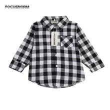 Классическая рубашка в клетку, блуза с длинным рукавом проверить Топы корректирующие детские дети мальчик девочка Повседневная одежда