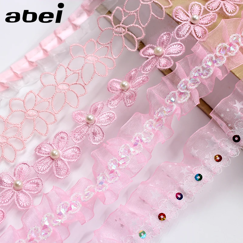 10 ярдов/партия декоративные ленты для девочек|lace trim|pink lace trimpink |