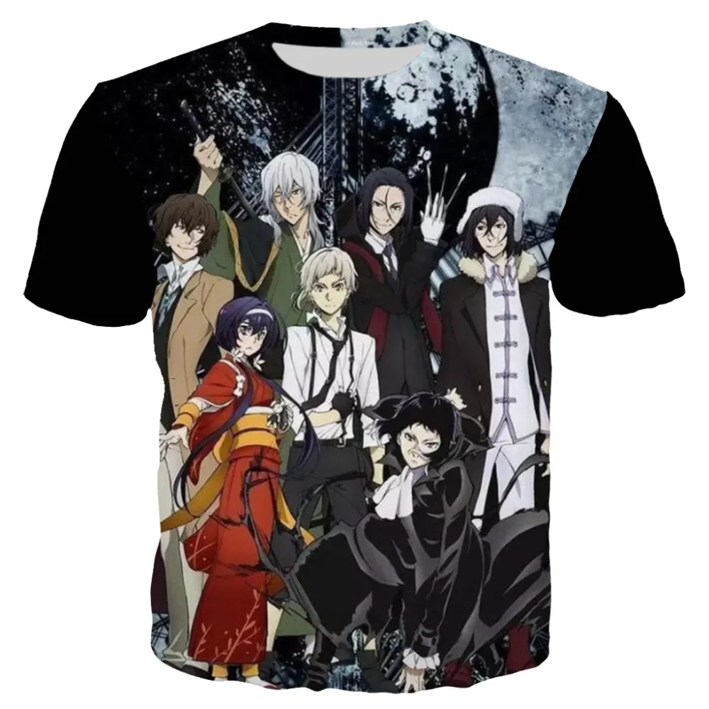 

YX Girl 2019 Cartoon Unisex Tshirt Women Men Japanese Anime Bungo Stray Dogs Man Tshirts 3d Printed T-shirt Streetwear 7XL