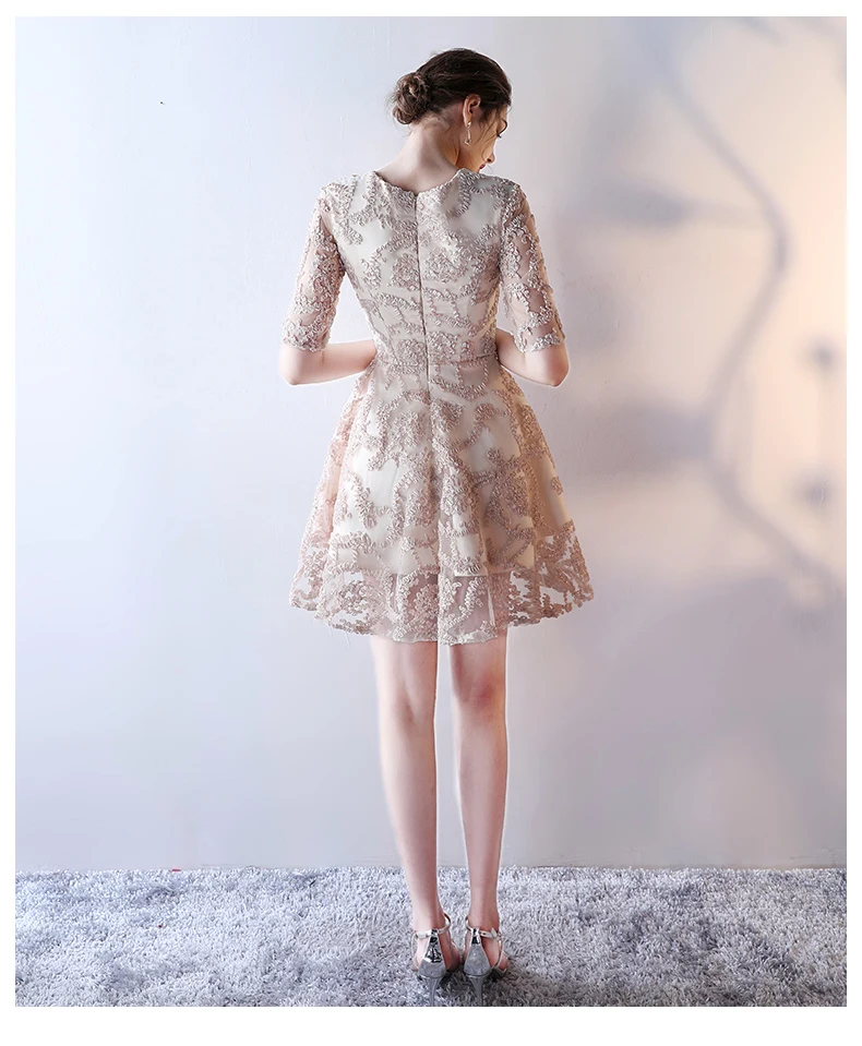 elegante curto vestido de festa robe de soiree wy817