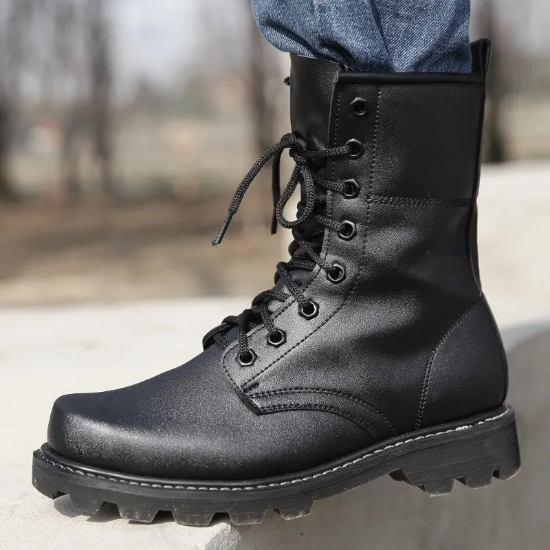 Men Steel Toe Work Safety Shoes Boots Black Tactical Bota Men Casual Boots Puncture Proof Insurance Shoes Motorcycle Man Motorcycle Leather Boots Mens Leather Boots