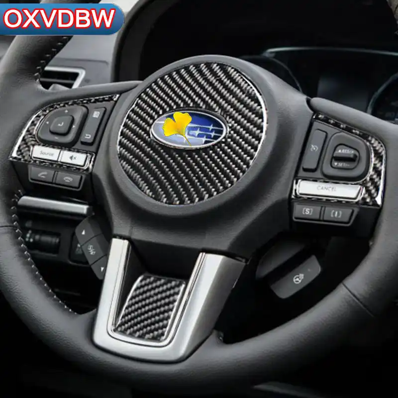 3*Real Carbon Fiber Steering Wheel Button Trim For Subaru Forester 2016-2018