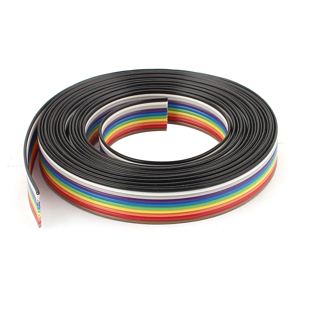 

UXCELL 10ft 10 Way Rainbow Color Flat Ribbon Cable IDC Wire 1.27mm Pitch Wiring Accessories Electrical Equipment Supplies