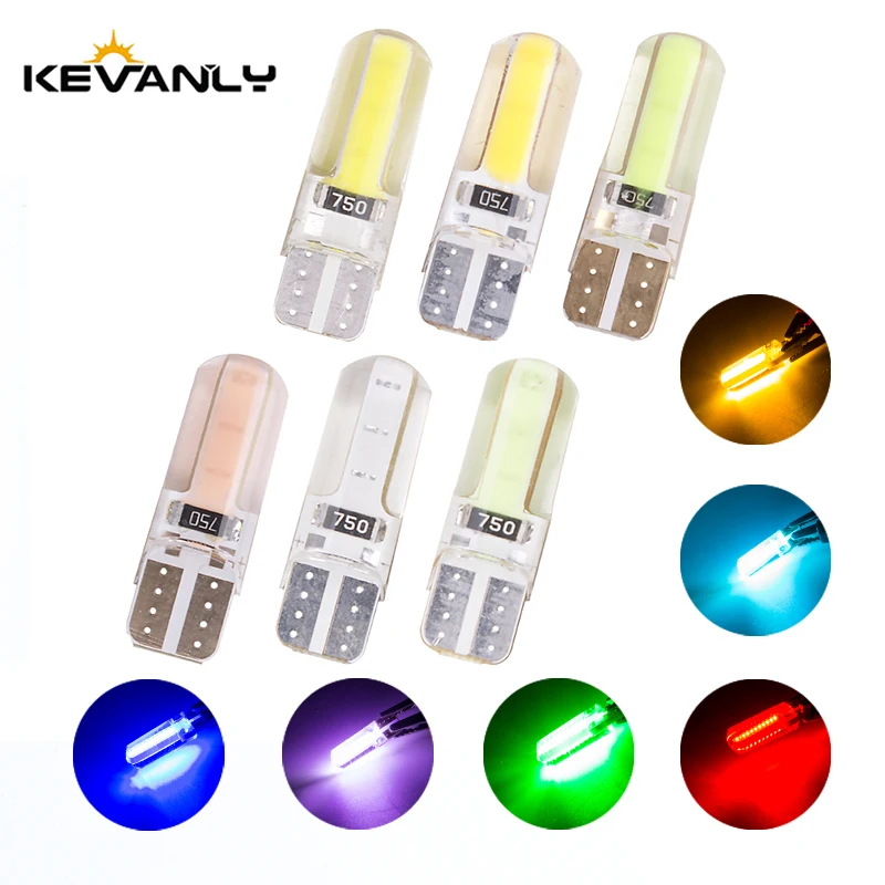 

10Pcs T10 W5W COB 194 168 canbus silicone shell LED Light Car Side Wedge Lamp Reading License Plate Light Bulb 12V car styling