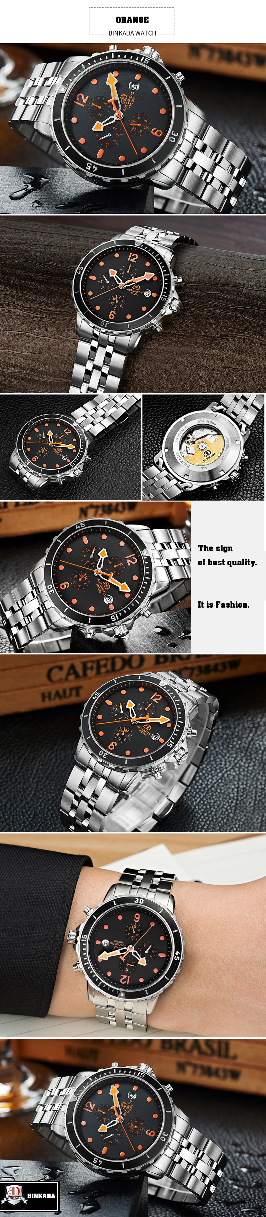 Bezel relógio de pulso militar esporte automático