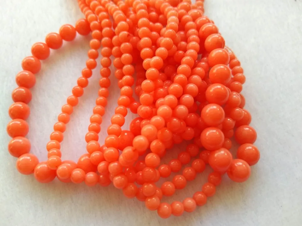 

Lot 5strands 16" -- Coral Jewelry red -pink-oranger-white Loose Beads Round 2-8mm For Jewelry Making Full strand 16inch