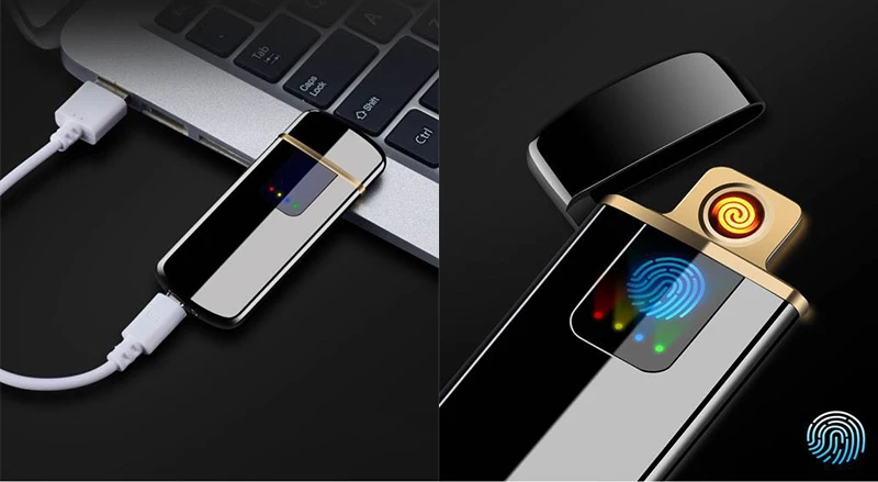 Tungsten Turbo USB Lighter Touch-senstive Switch Lighter Cigarettes For Smoking Ciga Electronic Lighter Free Laser Logo