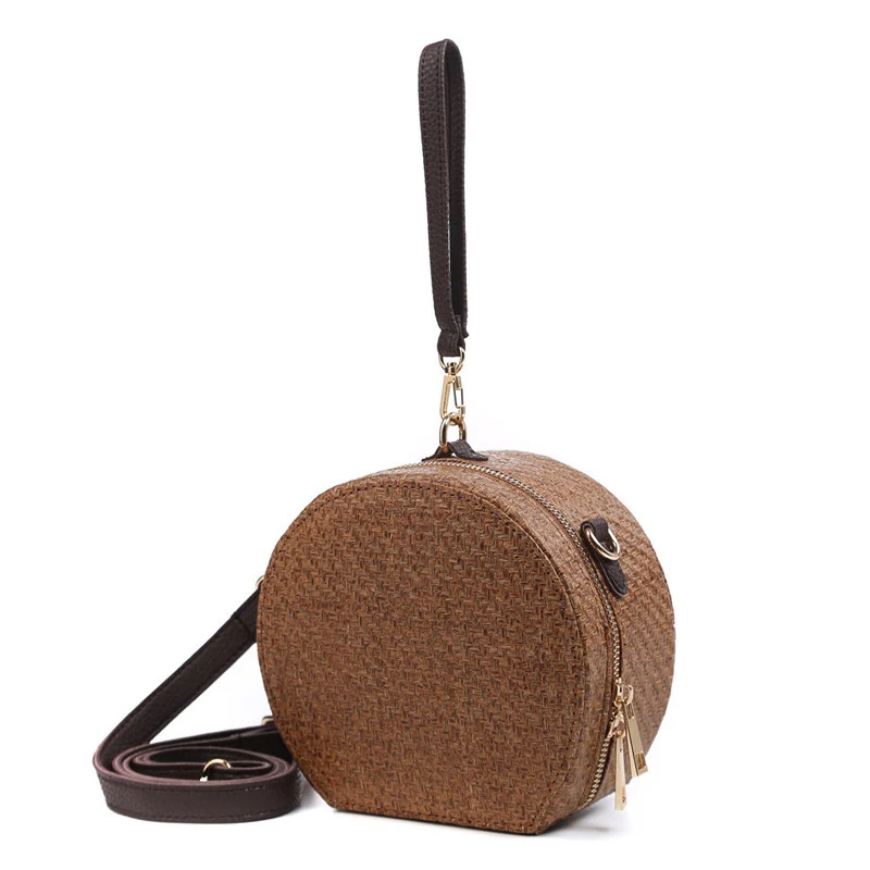 Vintage Women Handbag INS Popular Female Circle Weave Straw Bags Summer Beach Lady Messenger Bag Mini Travel Crossbody SS3151 (5)