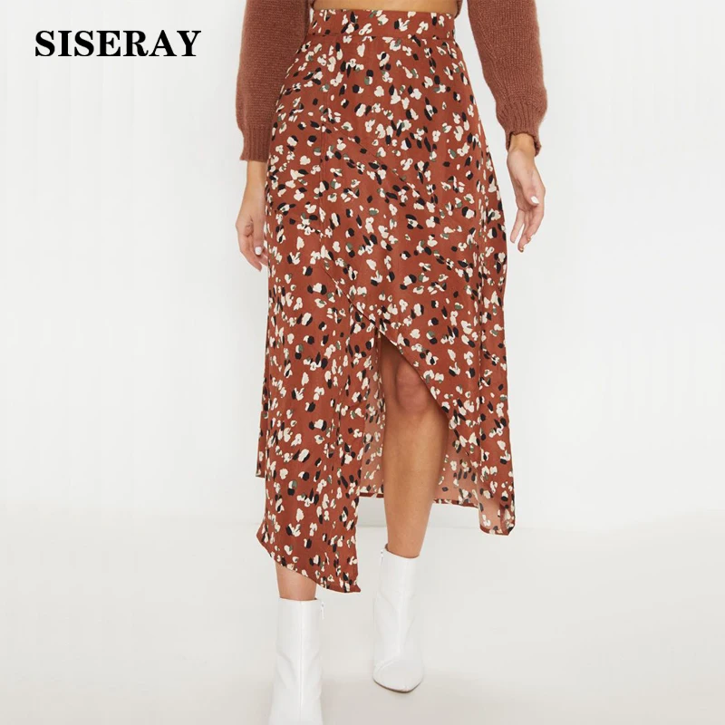 

New 2019 High Waist Floral Long Skirt Womens Irregular Boho Skirt Summer Wrap Skirt Saias Femme Beach Holiday Maxi Skirts Female