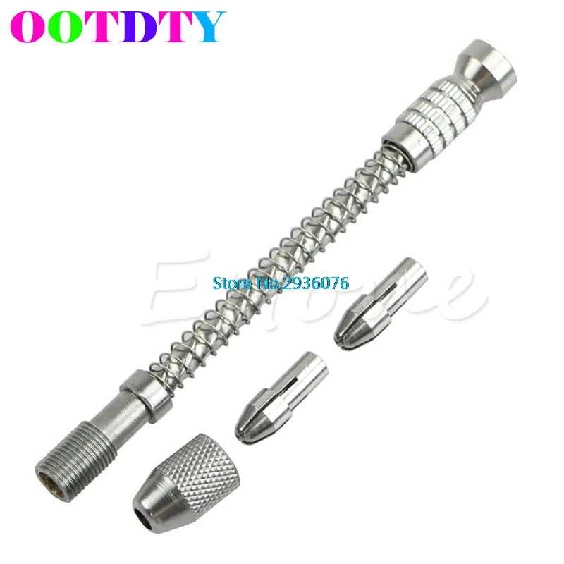 

OOTDTY Mini Pin Vise Wood Spiral Hand Push Drill Chuck For Jewelry Tool Micro Twist Bit APR3_10