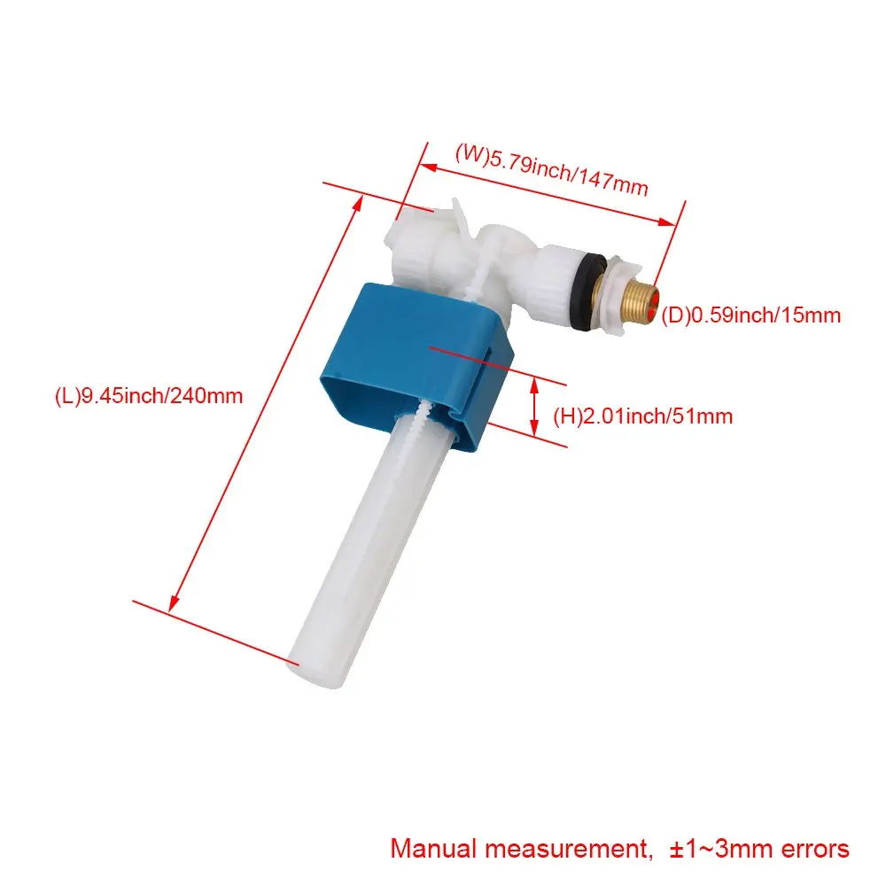 

2cm Thread Diameter Toilet Cistern 1/2BSP Side Entry Fill Ball Valve