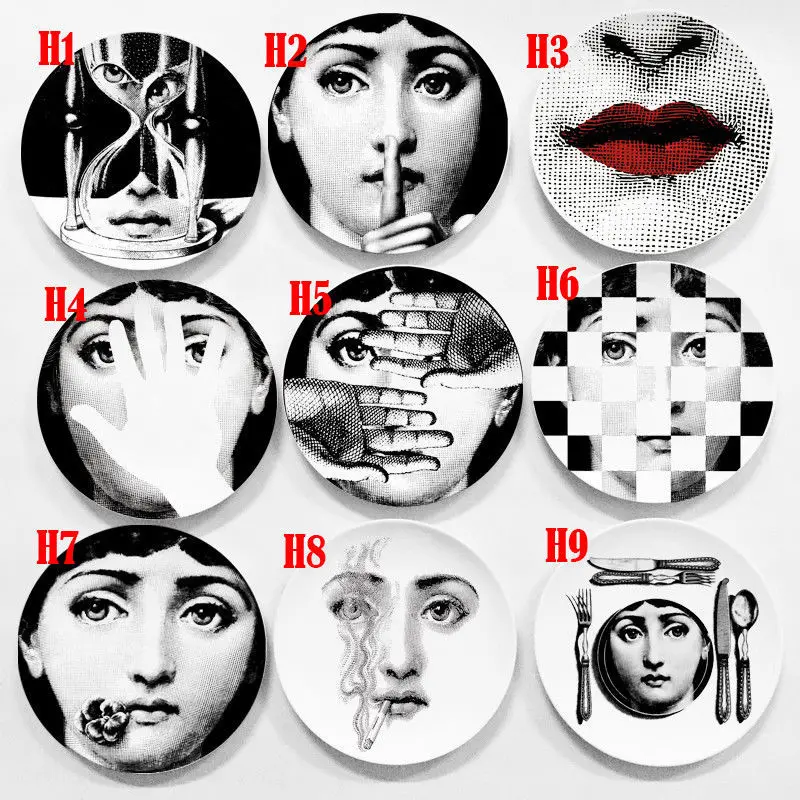 

8 Inch Fornasetti Plates Home Decoration Christmas Decoration Dinner Plate Decorative Wall Dishes China Wall Plates