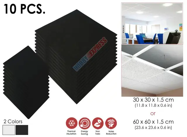 Arrowzoom Black Acoustic Fiberglass Drop Ceiling Tiles Soundproofing Panels 30 X 30 X 1 5 Cm 60 X 60 X 1 5 Cm Kk1174 Wall Stickers Aliexpress