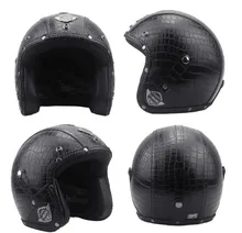 Capacete de couro Adulto Moto Harley Capacete Da Motocicleta Abrir Rosto Meio do Capacete De Couro Da Motocicleta do vintage Moto Vespa