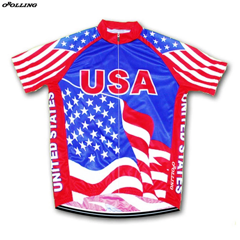 New 2018 USA Stars Flag OROLLING Team Cycling Jersey Customized Road