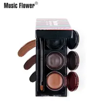 Натуральная Music Flower 3 в 1 подводка-гель для глаз и бровей Палитра с кисточкой воды-доказательство, быстро сохнут, прочный Косметика дропшиппинг