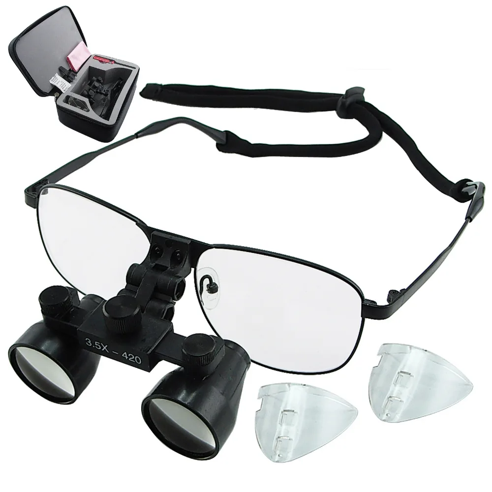 3.5x Magnification Dental Loupe 60mm Field of View Flip Up Flexible