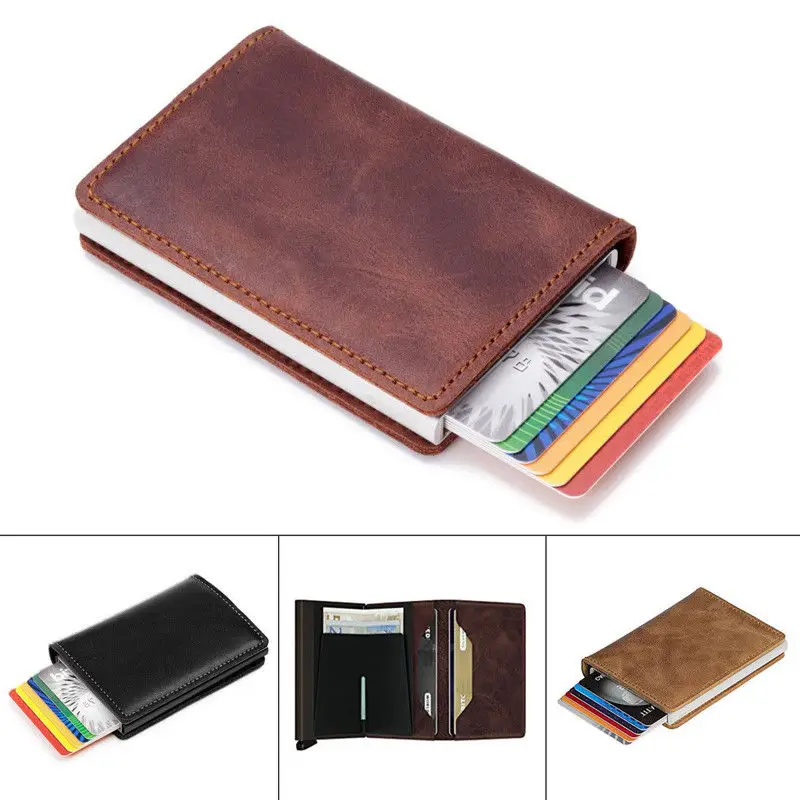 

1Pcs RFID Blocking Leather Wallet Purse The Wallet Credit Card Holders Money Clip Case Bags Storage PU Foldable Travel Organizer