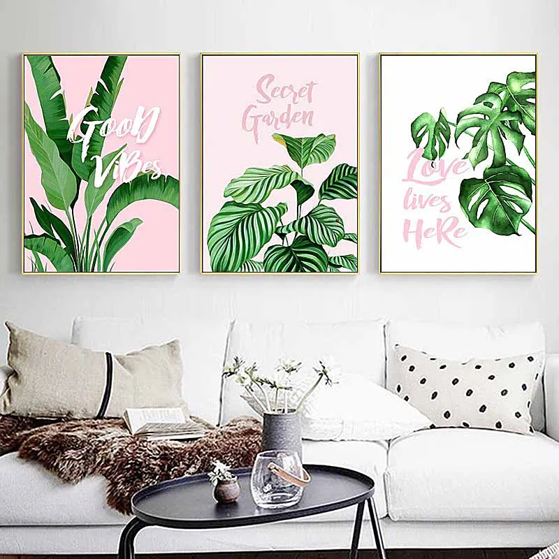 

SD LINLEEHON Tropical Plants Modern Art Canvas Painting Leaves Landscape Nordic Prints or Living Room Wall Decoration