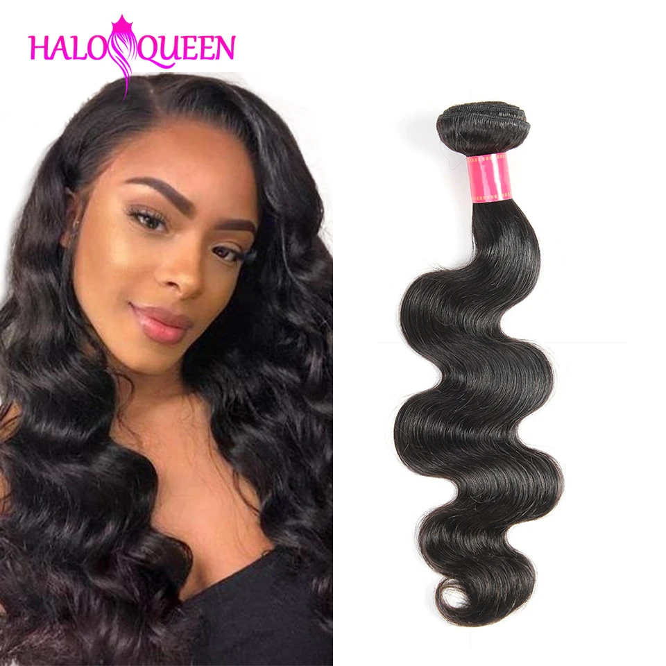 Paquetes de Pelo de Cuerpo HALOQUEEN paquetes de tejido de cabello indio 100% paquetes de cabello humano Color Natural no Remy tejido de 1 pieza Paquetes de Pelo de Cuerpo HALOQUEEN paquetes de tejido de cabello indio 100% paquetes de cabello humano Color Natural no Remy tejido de 1 pieza
