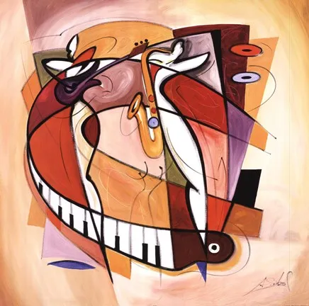 High quality Oil painting Canvas Reproductions Wailing on the Sax by Gockel Alfred hand painted | Дом и сад