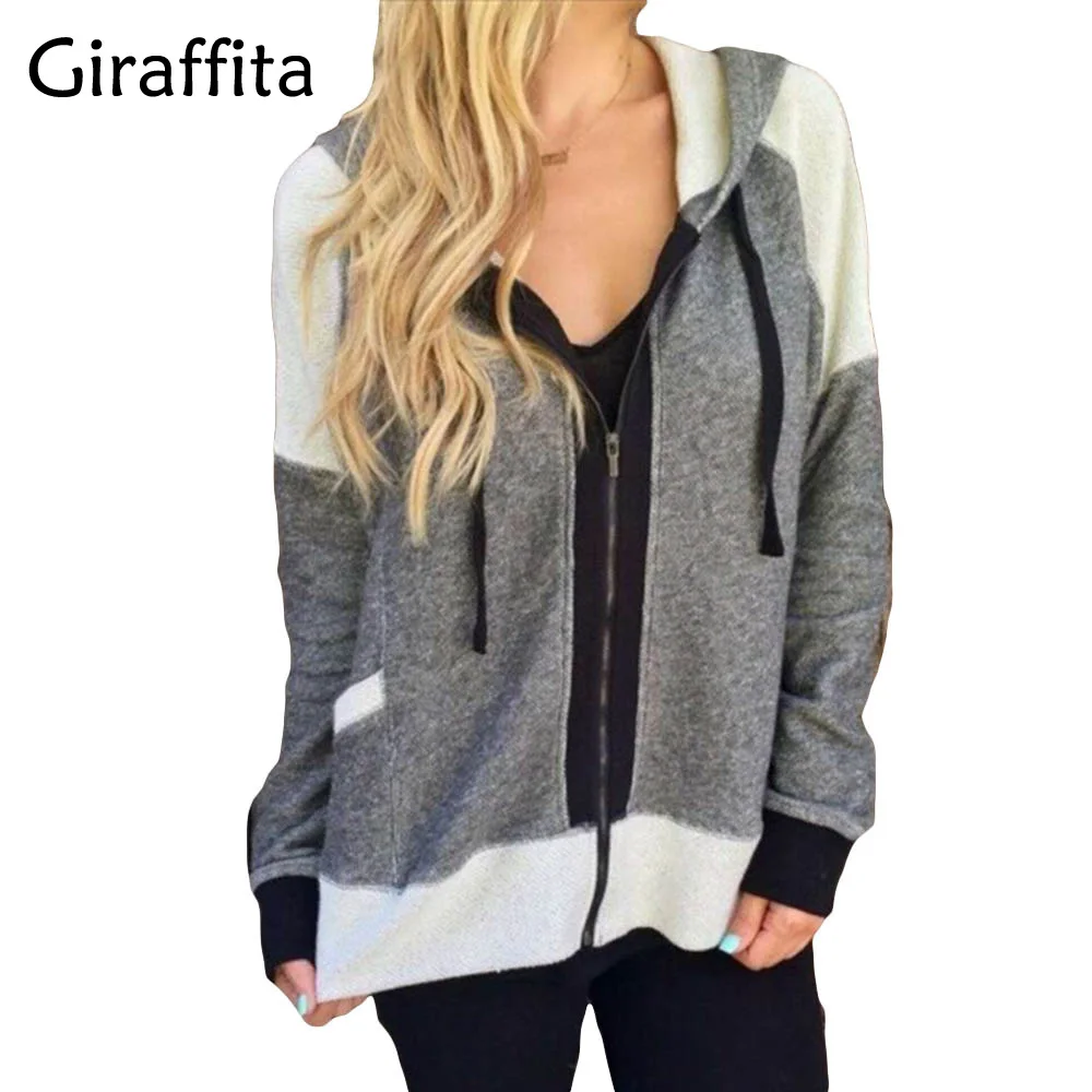 Giraffita font b Womens b font Hoodies Overcoat Autumn Winter Warm Fleece Coat Zip Up Outerwear