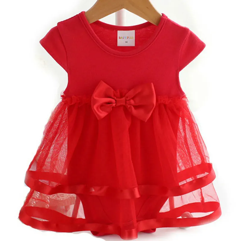 M.Dian xi Cotton Bow New Born Baby Dress with Baby Rompers Soft Baby