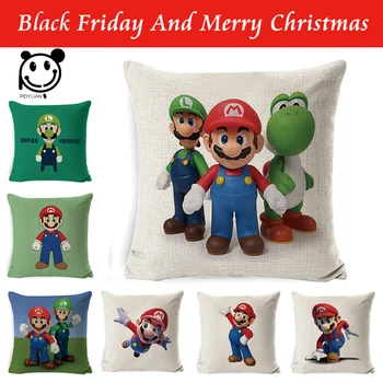 

Car-covers Super Mario Cushion Creative Cotton Linen Pillowcase Sofa Car Throw Pillow case Almofada Cojine Mario Cushion Cover