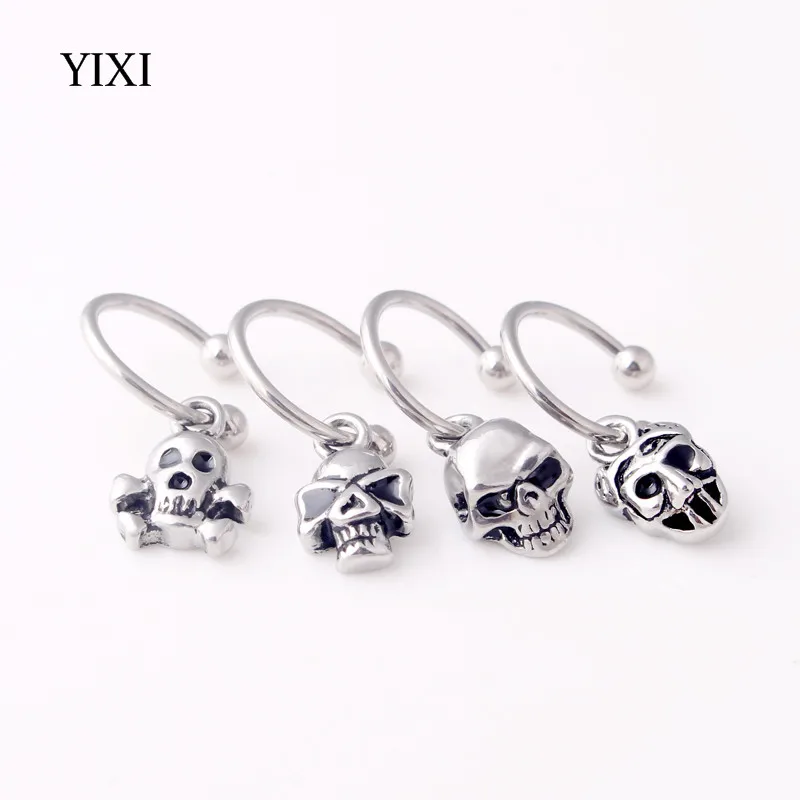 YIXI Череп серьги кулон круглые из нержавеющей стали украшение для пирсинга в