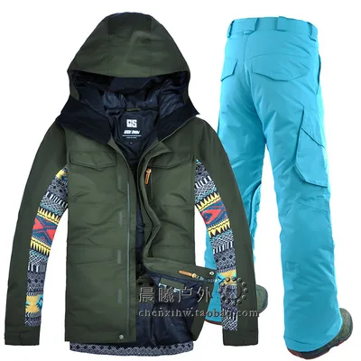 GSOU, Мужская лыжная куртка, штаны, одежда для сноуборда, брюки, утолщенная, термо, для улицы, спортивная одежда, для катания на лыжах, мужской зимний костюм, набор, Новинка - Цвет: Color 7