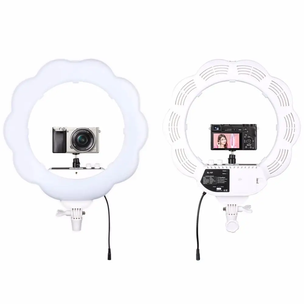 EACHSHOT ES384 Bi Color Ring LED Video Light Fill Light+Makeup Mirror