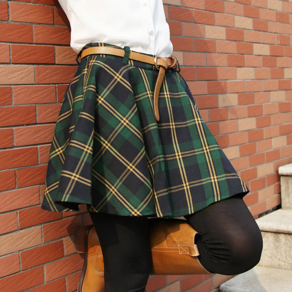 Jupe D Ete Plissee Rouge Style Etudiant Jupes Courtes Decontractees Pour Femmes Jupe Tartan Kilt Avec Ceinture Mignon Kawaiii Aliexpress