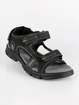 

GRI SPORT black leather and open-toed Sandals