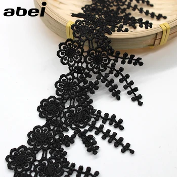 

2yards/lot 8cm White polyester Lace Trims Water Soluble Black Tassels lace DIY sewing Patchwork Hometexile Wedding Craft Decors