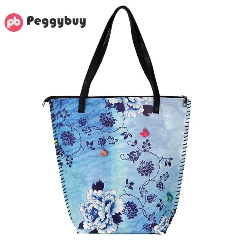 

Ethnic Printing PU Leather Totes Women Shoulder Handbag Girls Casual Large Capacity Top-handle Bag torebki damskie