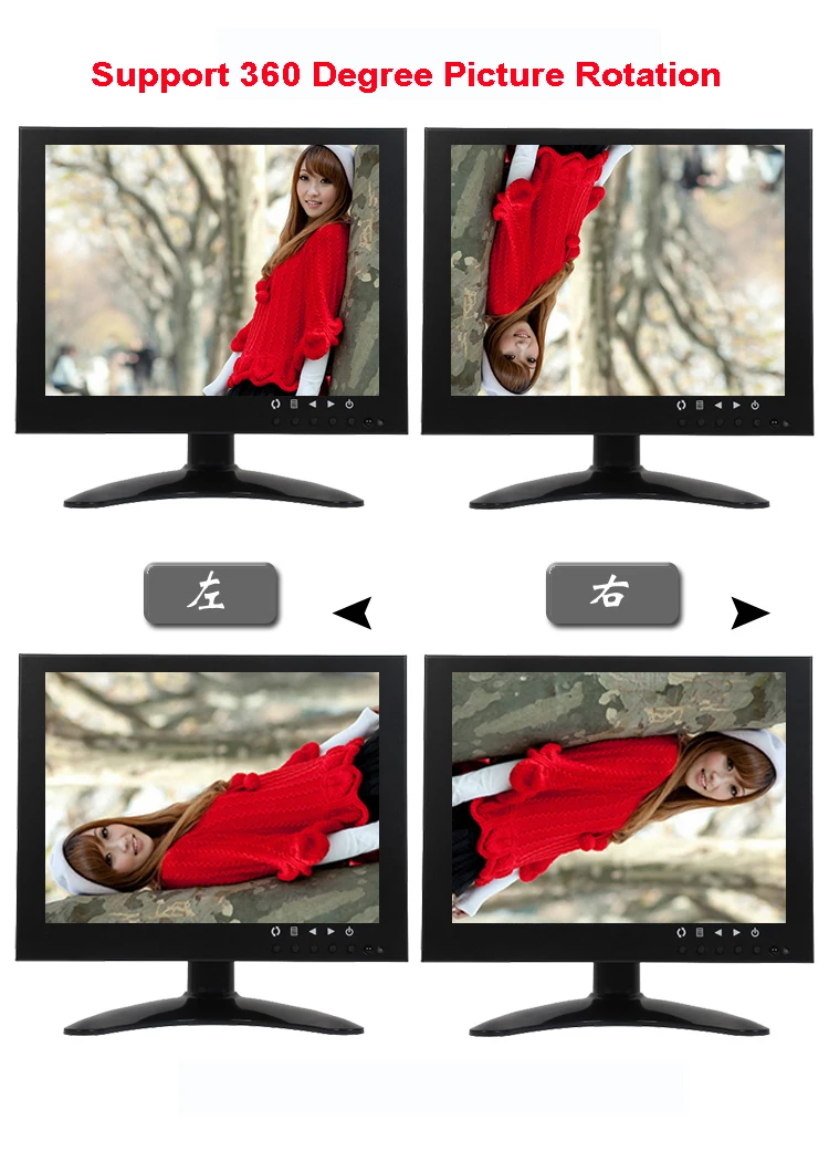 8 Inch HD TFT-LED Monitor with Metal Shell & HDMI VGA AV BNC Connector for TV PC Multimedia Microscope Industrial Machine Screen_F2