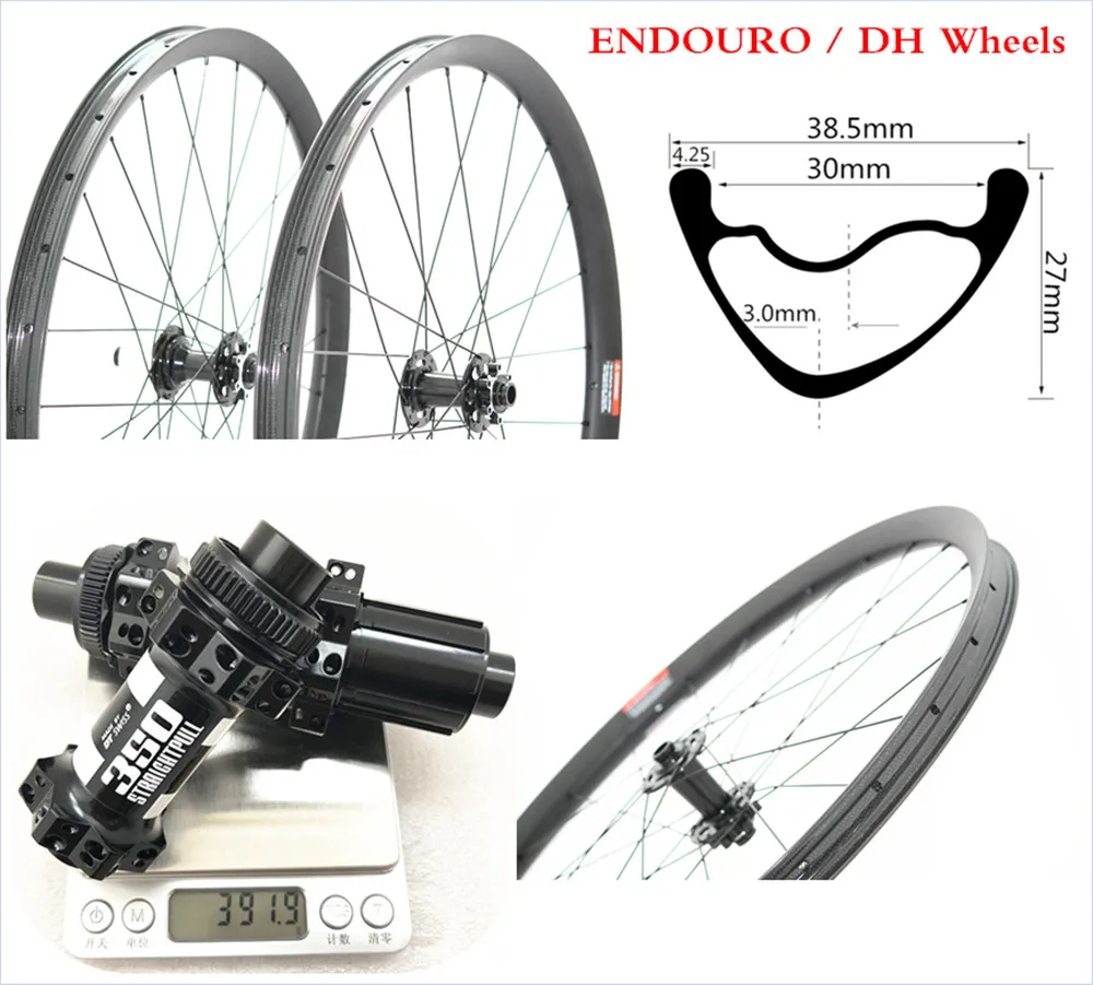 

27.5er carbon BOOST wheels 38.5mm wide tubeless MTB wheelset straight pull UD AM DH ENDOURO MTB Bike Carbon Wheels