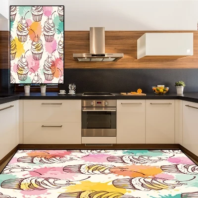 Еще розовый зеленый желтый пирожные, нарисованные акварелью мороженое кремы 3d печать нескользящие микрофибры Кухня современный декоративный моющийся коврик