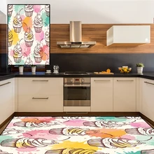Еще розовый зеленый желтый пирожные, нарисованные акварелью мороженое кремы 3d печать нескользящие микрофибры Кухня современный декоративный моющийся коврик