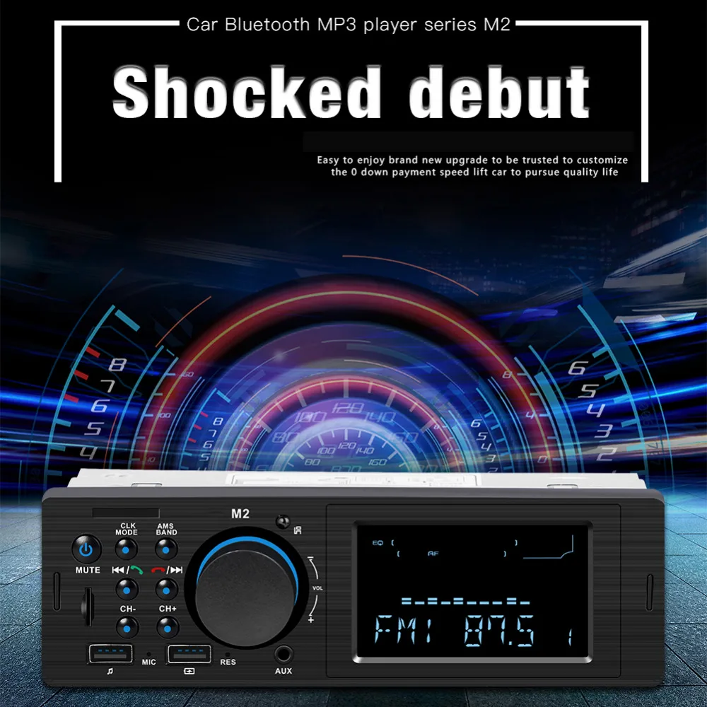 

M2 12V Bluetooth Car Stereo FM Radio MP3 Audio Player 5V Charger USB SD AUX Auto Electronics Subwoofer In-Dash 1 DIN Autoradio