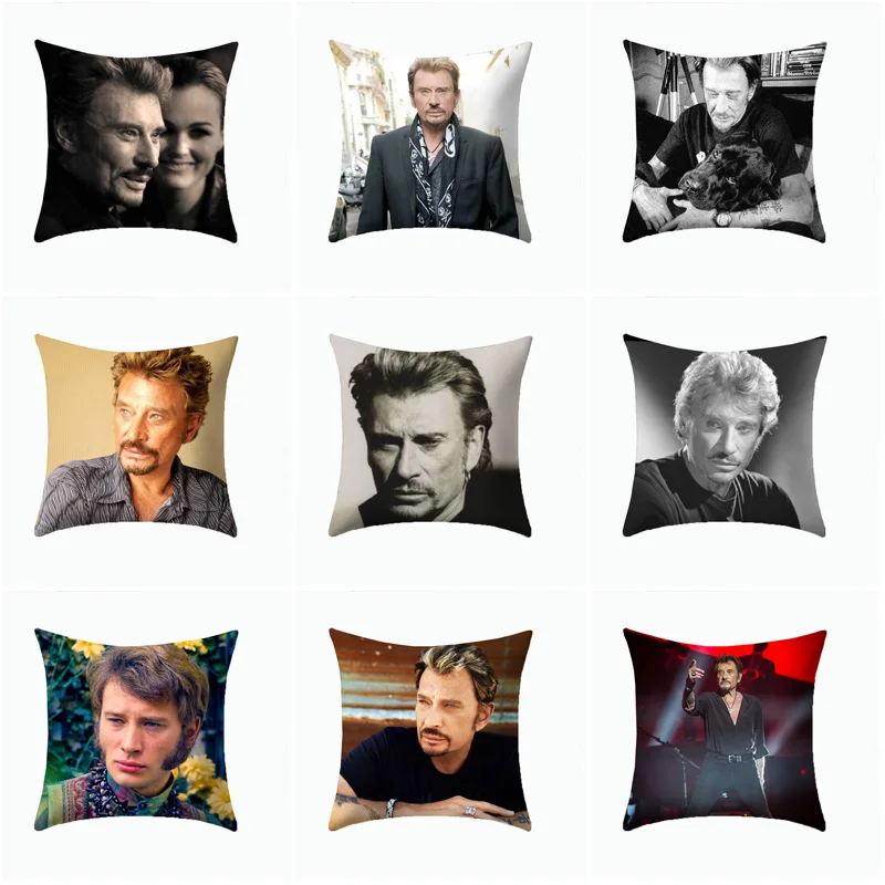 

18 inch Johnny Hallyday Home Office Decorative Pillowcase Polyester Pillow Cover Home Decorative Pillows Cover
