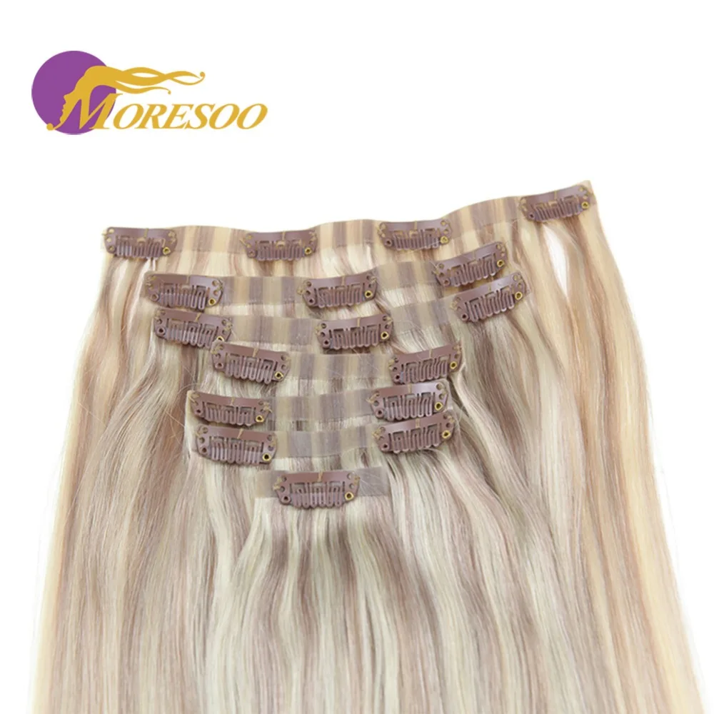 Moresoo Clip in Human Hair Extensions Seamless PU Clip in Hair Extensions Remy Brazilian Hair 7PCS 120G Full Head Set Moresoo Clip in Human Hair Extensions Seamless PU Clip in Hair Extensions Remy Brazilian Hair 7PCS 120G Full Head Set
